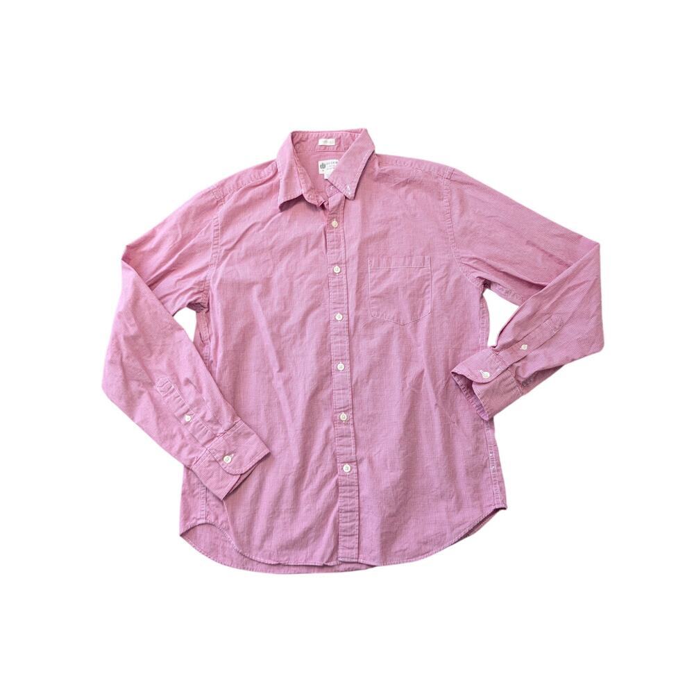 J. Crew, Tailored fit; button up shirt, men's M, Slim fit, Red & white Plaid